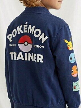 Pokemon Trainer Kanto Region Jacket button snap closure blue